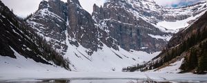 Preview wallpaper mountains, lake, snow, landscape, reflection