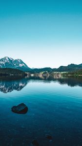 Preview wallpaper mountains, lake, stones, reflection, landscape
