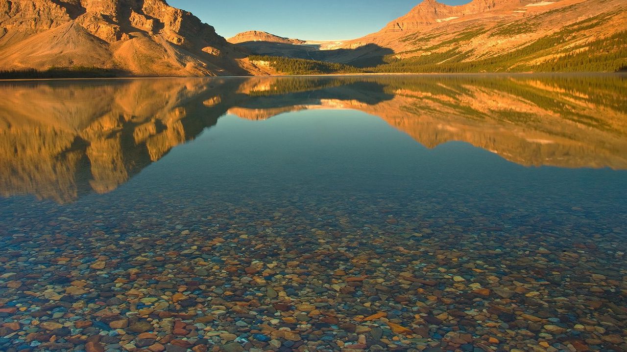 Wallpaper mountains, lake, stones, bottom, water, transparent