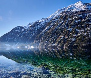 Preview wallpaper mountains, lake, stones, bottom, nature