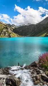 Preview wallpaper mountains, lake, stream, landscape, nature