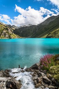 Preview wallpaper mountains, lake, stream, landscape, nature