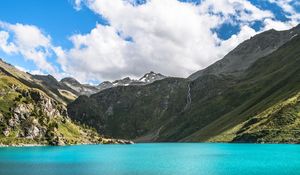 Preview wallpaper mountains, lake, stream, landscape, nature
