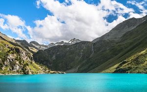 Preview wallpaper mountains, lake, stream, landscape, nature