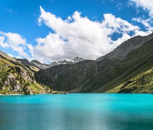 Preview wallpaper mountains, lake, stream, landscape, nature