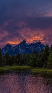 Preview wallpaper mountains, lake, sunset