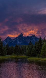 Preview wallpaper mountains, lake, sunset