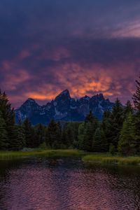 Preview wallpaper mountains, lake, sunset