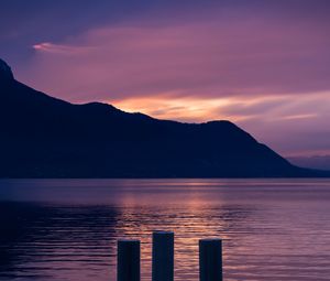 Preview wallpaper mountains, lake, sunset, switzerland