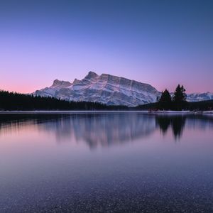Preview wallpaper mountains, lake, sunset, shore