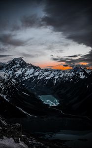 Preview wallpaper mountains, lake, tops, top view