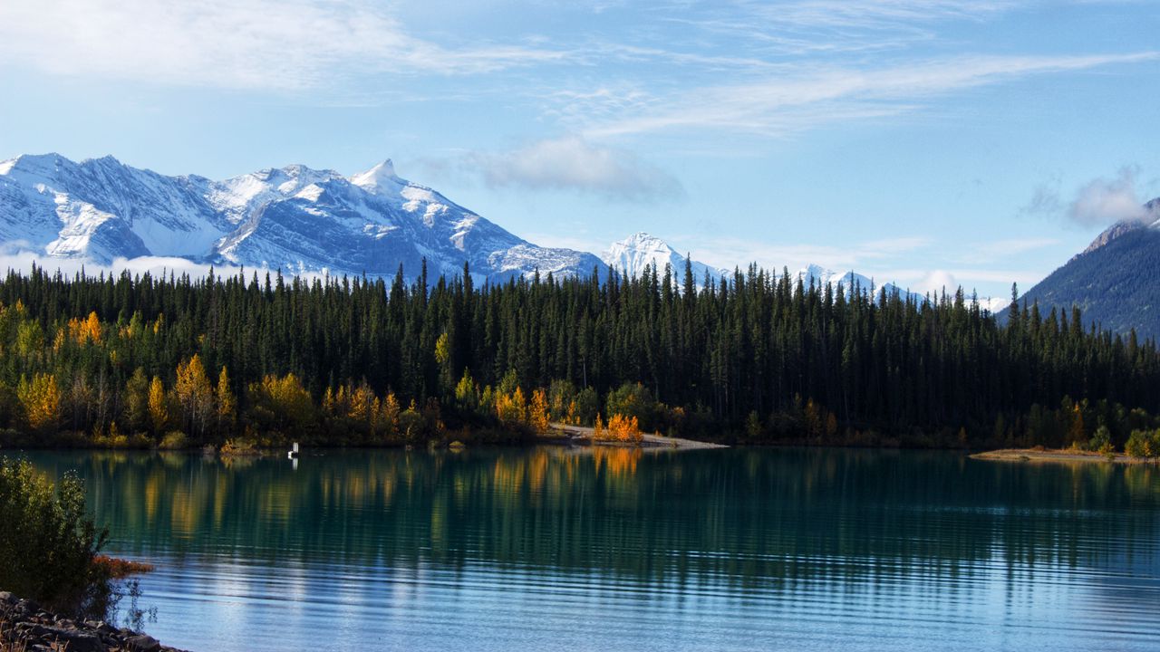 Wallpaper mountains, lake, trees