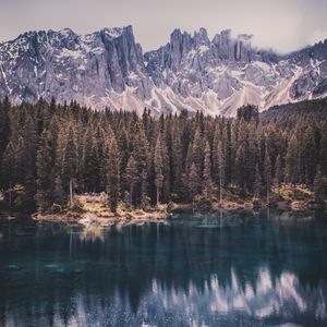 Preview wallpaper mountains, lake, trees, reflection, sky
