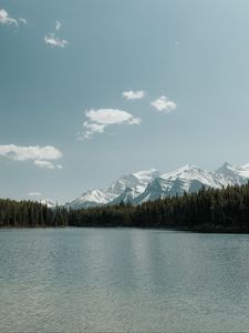 Preview wallpaper mountains, lake, trees, sky, landscape