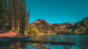 Preview wallpaper mountains, lake, trees, spruce, landscape