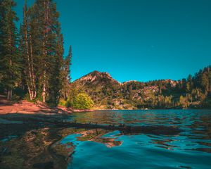 Preview wallpaper mountains, lake, trees, spruce, landscape