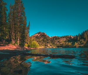 Preview wallpaper mountains, lake, trees, spruce, landscape