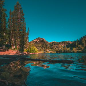 Preview wallpaper mountains, lake, trees, spruce, landscape