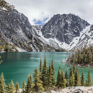 Preview wallpaper mountains, lake, trees, nature, landscape