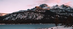 Preview wallpaper mountains, lake, trees, snow, nature