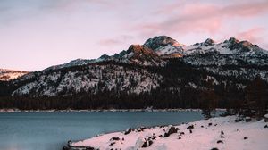 Preview wallpaper mountains, lake, trees, snow, nature