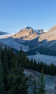 Preview wallpaper mountains, lake, trees, ice, landscape, nature