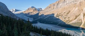 Preview wallpaper mountains, lake, trees, ice, landscape, nature