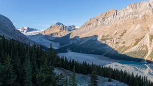 Preview wallpaper mountains, lake, trees, ice, landscape, nature