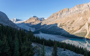 Preview wallpaper mountains, lake, trees, ice, landscape, nature