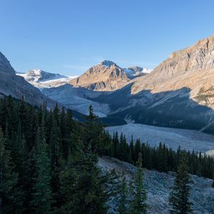 Preview wallpaper mountains, lake, trees, ice, landscape, nature