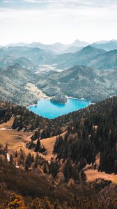 Preview wallpaper mountains, lake, trees, slopes, nature