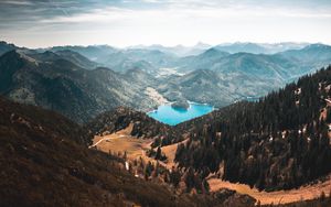 Preview wallpaper mountains, lake, trees, slopes, nature