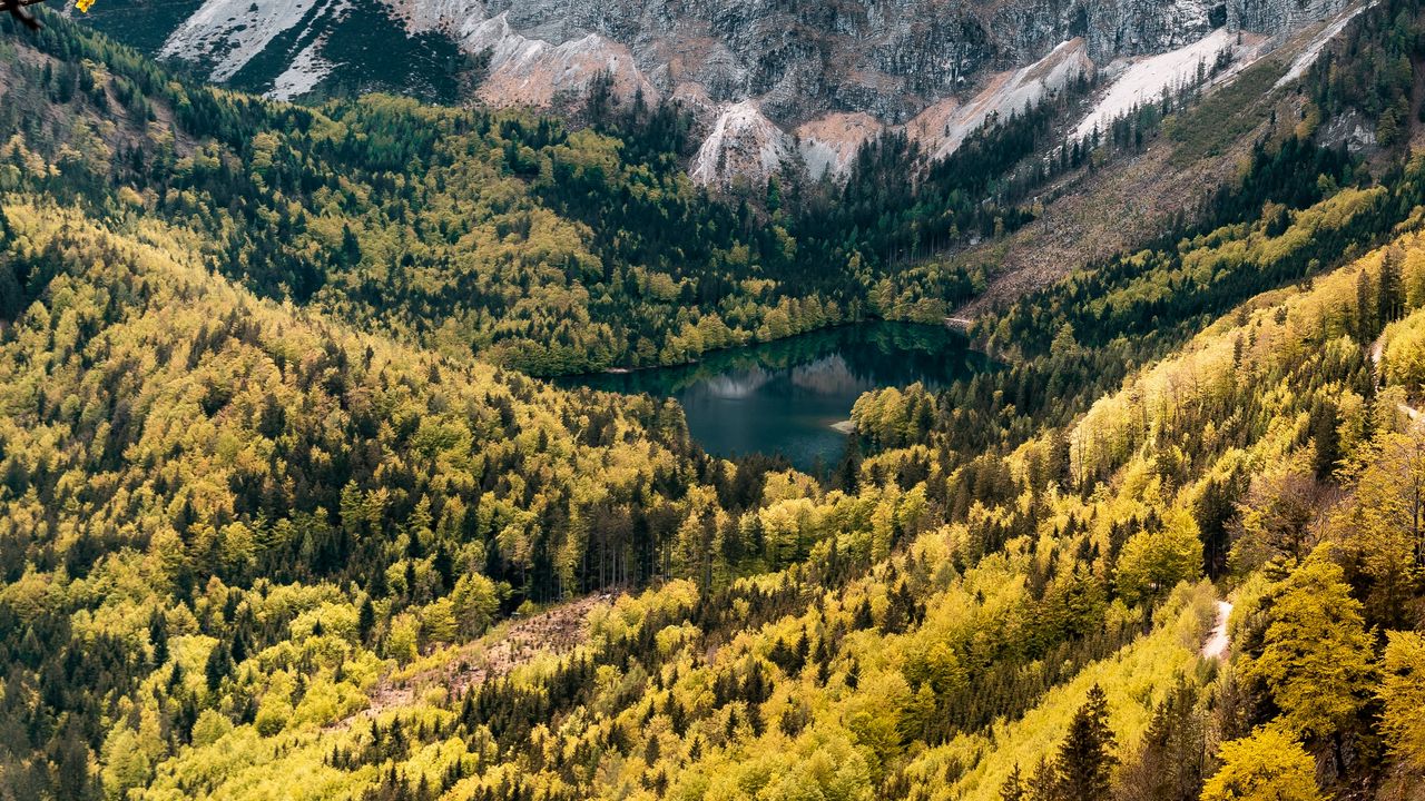 Wallpaper mountains, lake, valley, forest, landscape, nature