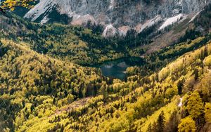 Preview wallpaper mountains, lake, valley, forest, landscape, nature