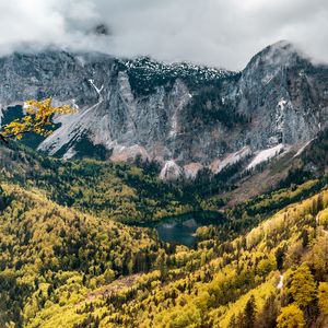 Preview wallpaper mountains, lake, valley, forest, landscape, nature