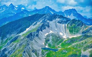 Preview wallpaper mountains, lake, valley, aerial view