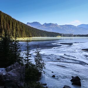 Preview wallpaper mountains, lake, waves, trees, landscape, nature