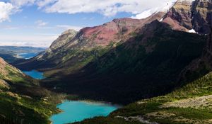 Preview wallpaper mountains, lakes, lowlands, shadows, sky