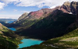 Preview wallpaper mountains, lakes, lowlands, shadows, sky