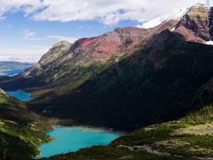 Preview wallpaper mountains, lakes, lowlands, shadows, sky