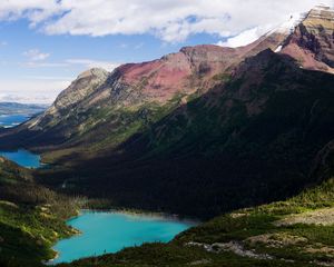 Preview wallpaper mountains, lakes, lowlands, shadows, sky