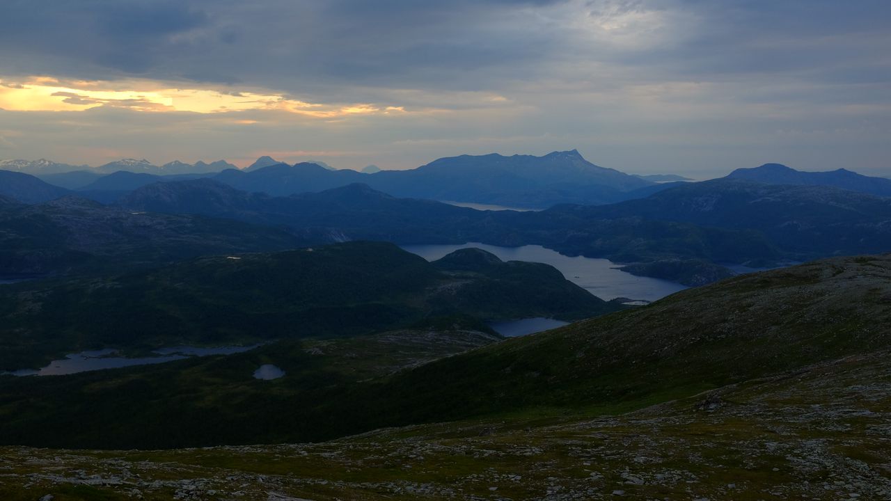 Wallpaper mountains, lakes, slope, grass, nature