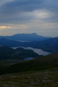 Preview wallpaper mountains, lakes, slope, grass, nature