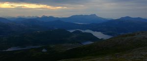 Preview wallpaper mountains, lakes, slope, grass, nature