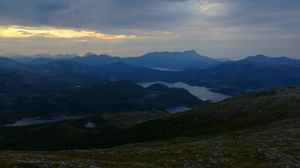 Preview wallpaper mountains, lakes, slope, grass, nature