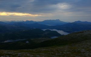 Preview wallpaper mountains, lakes, slope, grass, nature