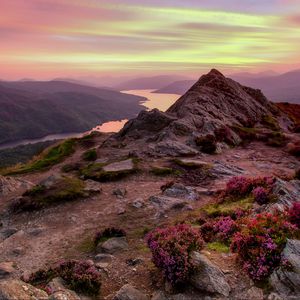 Preview wallpaper mountains, landform, river, nature, landscape