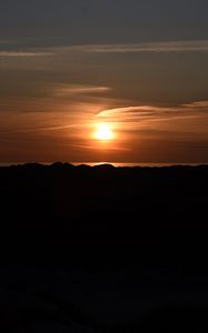 Preview wallpaper mountains, landform, sun, sunset, dark