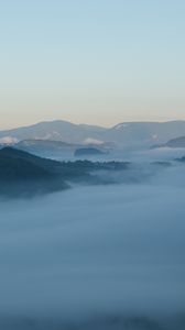 Preview wallpaper mountains, landscape, clouds, nature, fog