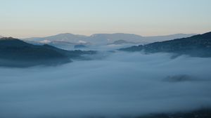 Preview wallpaper mountains, landscape, clouds, nature, fog